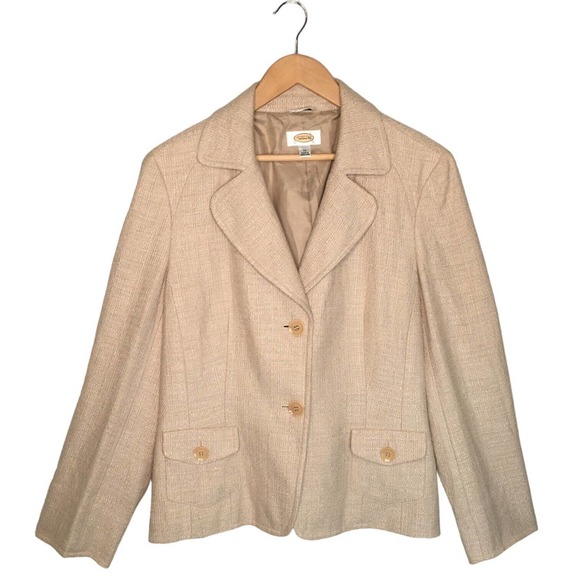 Talbots Jackets & Blazers - Vintage Talbots Blazer Lined Pockets Notched Collar Career Womens Tan 14